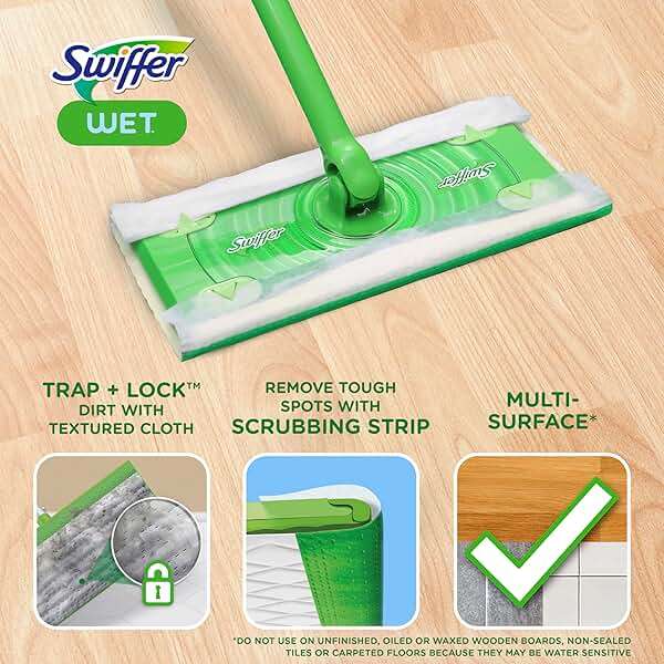 Swiffer Sweep + Mop, Wet Pads Refill, Floor Cleaner for Dirt, Dust, Hair, Cleaning Cloths for Mopping Home, Bathroom, Kitchen, All Purpose Multi-Surface Floor Wipes, Fresh, 24ct - Image 3
