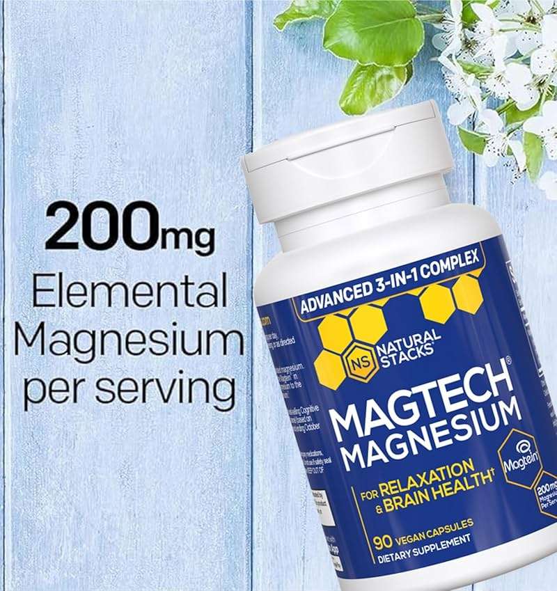 MagTech Magnesium Complex for Women & Men - 3 Forms of Magnesium: Glycinate, Magtein L-Threonate & Taurate - 200mg Chelated Complex - Support for Relaxation & Brain Health - 90 Glycinate Capsules - Image 5