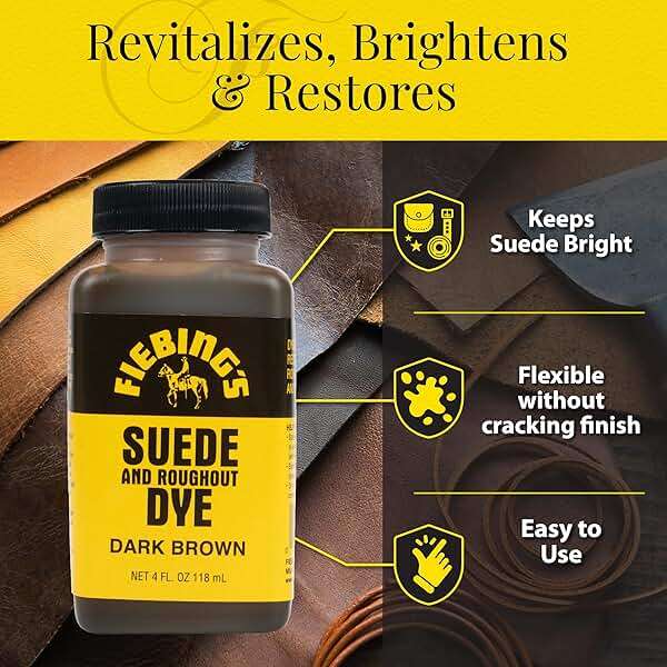 Fiebing's Dark Brown Suede Dye (4 oz) - Recolor, Brighten & Restore Suede & Roughout Leather Shoes, Furniture, Purse - Includes Wool Dauber for Easy Application - Flexible When Dry, Won't Crack/Peel - Image 4