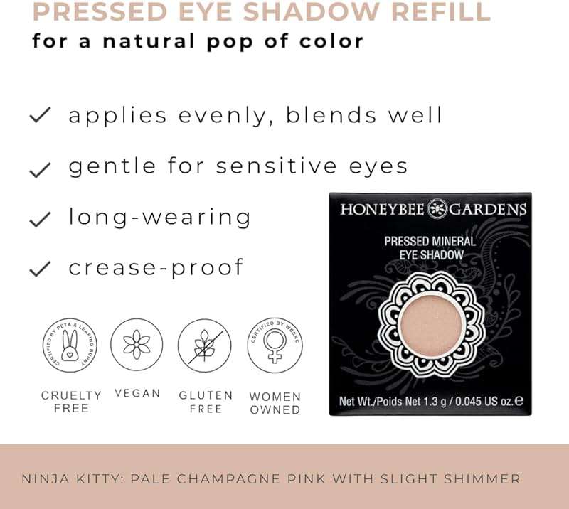 Honeybee Gardens Pressed Powder Eyeshadow Single Refill – Ninja Kitty Pale Champagne Pink Shimmer Eye Color, Long-Wearing Mineral Eyeshadow, Eye Makeup Refill Pan No Compact Applicator - Image 2