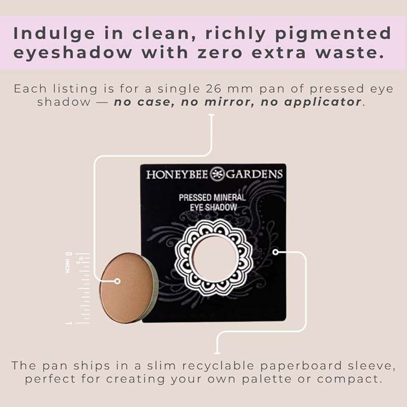 Honeybee Gardens Pressed Powder Eyeshadow Single Refill – Ninja Kitty Pale Champagne Pink Shimmer Eye Color, Long-Wearing Mineral Eyeshadow, Eye Makeup Refill Pan No Compact Applicator - Image 5