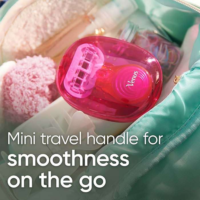 Gillette Venus Extra Smooth Travel Razor Kit for Women, Mini Handle + Refill + Case - Image 5