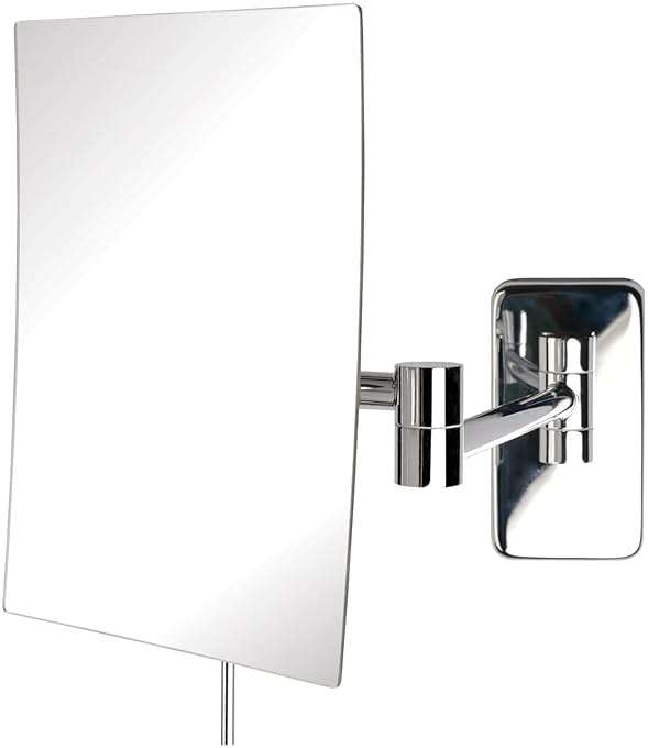 JERDON Wall Mount Makeup Mirror with 5X Magnification - 8.75” x 6.5” Rectangular Mirror Extends 14” – Chrome Finish – Model JRT695C - Image 1
