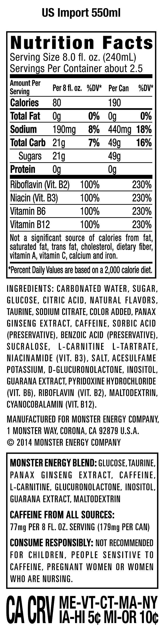 Monster Energy Import, Energy Drink, 18.6 Ounce | Pack of 12 - Image 2