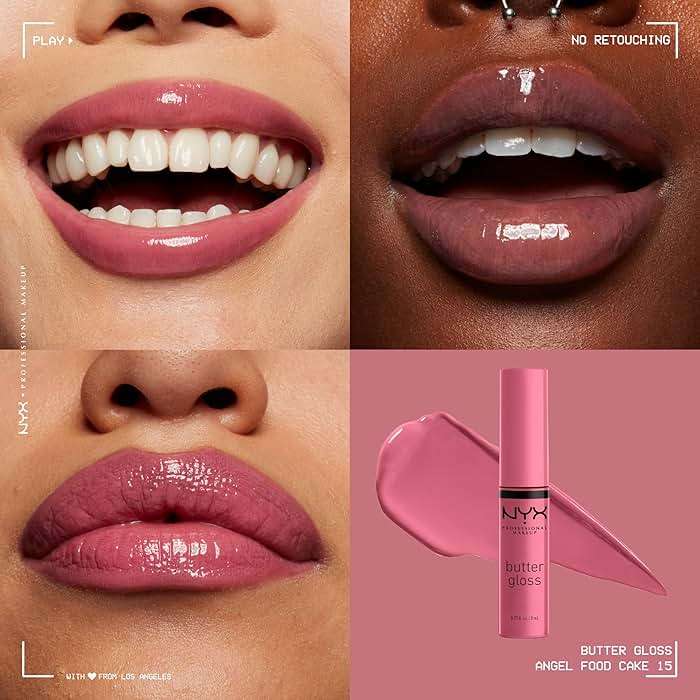 NYX PROFESSIONAL MAKEUP Butter Gloss, Non-Sticky Lip Gloss - Angel Food Cake (True Mauve) - Image 3