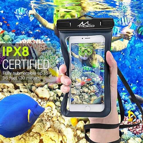 MoKo Waterproof Phone Pouch Holder, Cellphone Case Dry Bag with Lanyard Armband Compatible with iPhone 14 13 12 11 Pro Max, Samsung S21/S20/S10, Black - Image 2