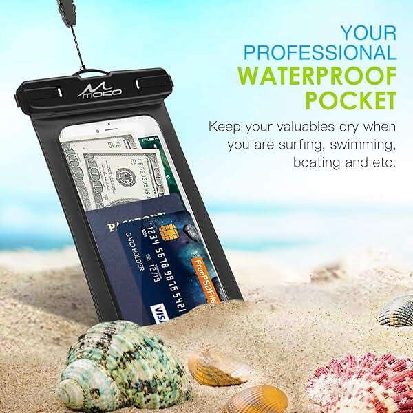 MoKo Waterproof Phone Pouch Holder, Cellphone Case Dry Bag with Lanyard Armband Compatible with iPhone 14 13 12 11 Pro Max, Samsung S21/S20/S10, Black - Image 6