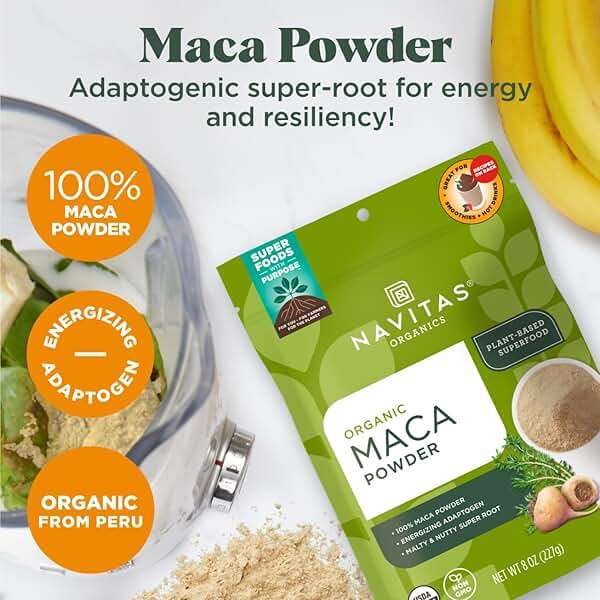 Navitas Organics Maca Powder – 100% Gelatinized Peruvian Maca for Adaptogen Smoothies, Lattes, Baking & More – Energize & Balance - USDA Organic, Non GMO, Vegan, Gluten Free (4oz. Bag, 23 Servings) - Image 3