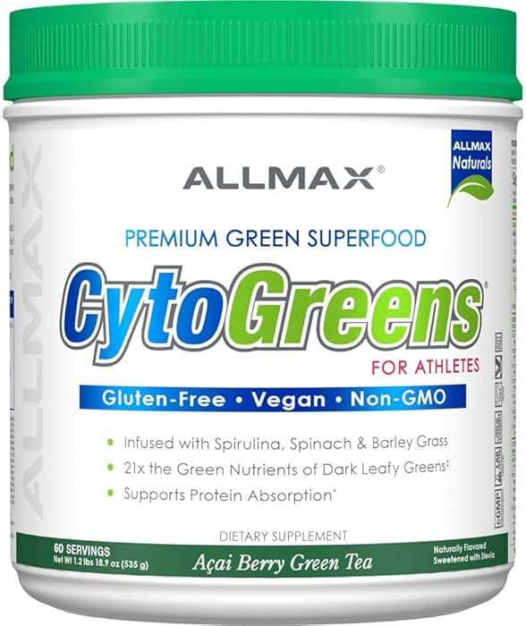 ALLMAX Naturals CytoGreens Super Greens Powder, Premium Green Superfood with Greens, Superfoods, Daily Greens Supplement, Acai Berry Green Tea, 60 Servings - Image 1