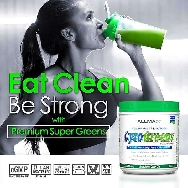 ALLMAX Naturals CytoGreens Super Greens Powder, Premium Green Superfood with Greens, Superfoods, Daily Greens Supplement, Acai Berry Green Tea, 60 Servings - Image 4
