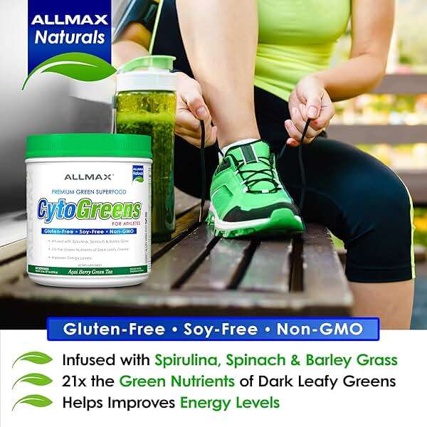 ALLMAX Naturals CytoGreens Super Greens Powder, Premium Green Superfood with Greens, Superfoods, Daily Greens Supplement, Acai Berry Green Tea, 60 Servings - Image 5