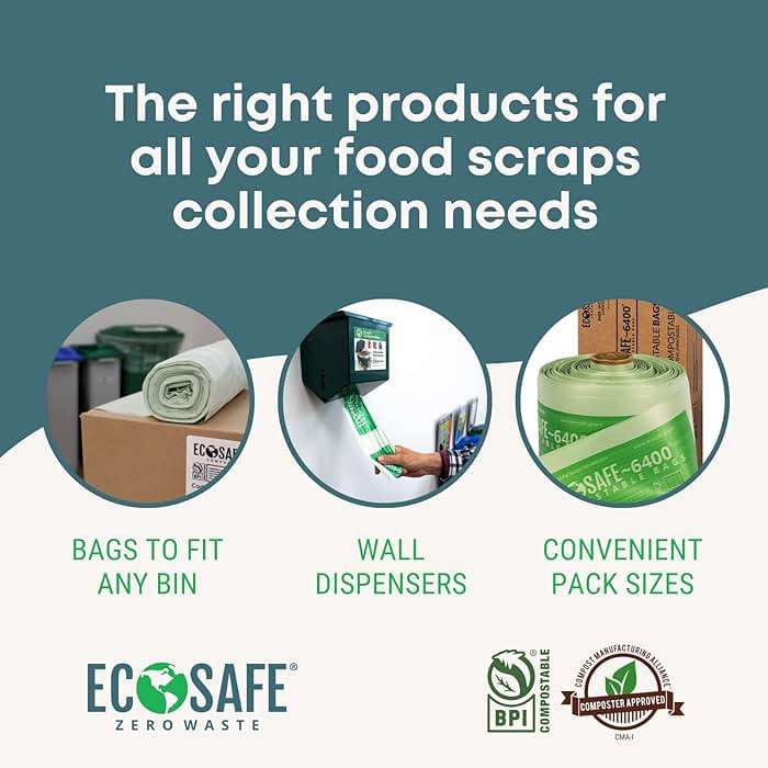 EcoSafe-6400 HB2125-6 Certified Compostable Bag - 21x25” Green Bags for 8 Gallon Bin - Extra Strong Leak, Puncture and Tear Resistant Food Scraps Bin Liners, Pack of 480 - Image 4