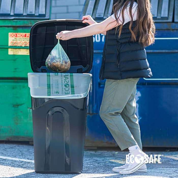 EcoSafe-6400 HB2125-6 Certified Compostable Bag - 21x25” Green Bags for 8 Gallon Bin - Extra Strong Leak, Puncture and Tear Resistant Food Scraps Bin Liners, Pack of 480 - Image 6
