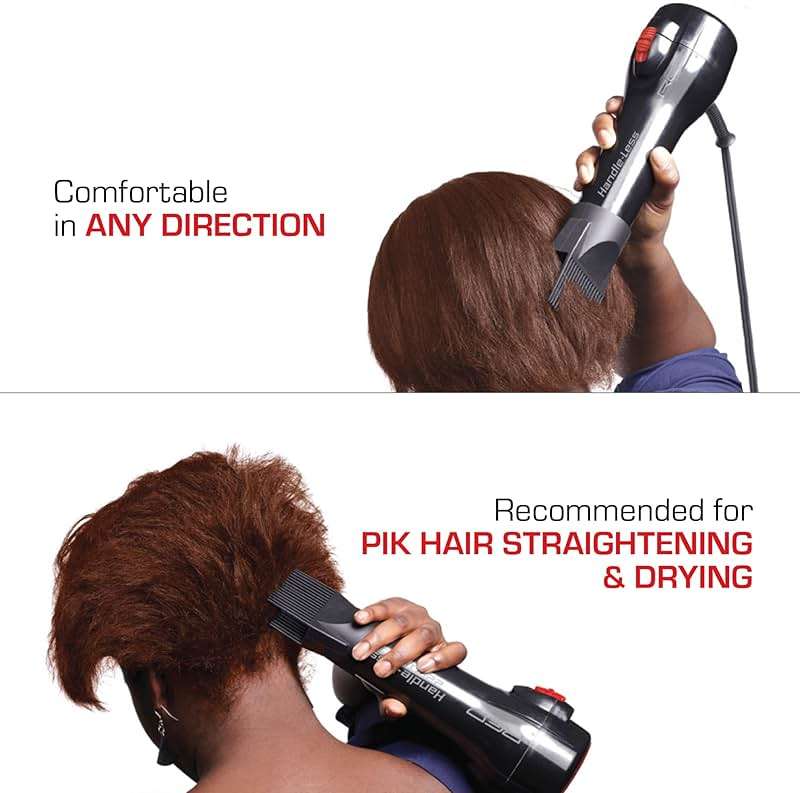RED by Kiss Handle-Less 2200W Ceramic Tourmaline Hair Dryer, 3 Heat Settings, Pro Blow Dryer with Comb Attachment, Ionic for Frizz-Free Shine, Detangler & Straightening for 4C - Image 6