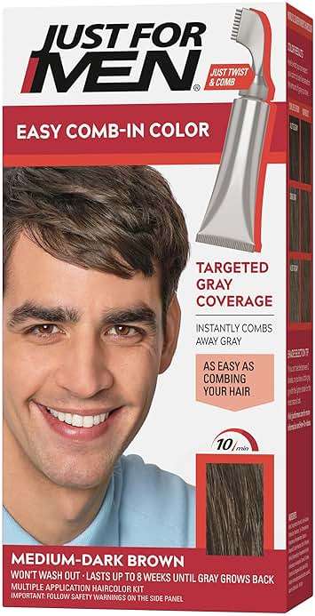 Just For Men Easy Comb-In Color Mens Hair Dye, Easy No Mix Application with Comb Applicator - Medium-Dark Brown, A-40, Pack of 1 - Image 1