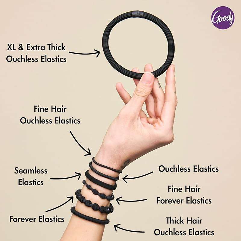 Goody Ouchless Hair Elastics - No Pull, No Breakage, Tangle-Free Hold for Thick, Curly, Coily & Textured Hair - 30 Count, Black, Long-Lasting Ponytail Holders for Women & Men - Image 7
