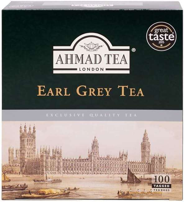 Ahmad Tea Black Tea, Earl Grey Teabags, 100 ct (Pack of 12) - Caffeinated and Sugar-Free - Image 1