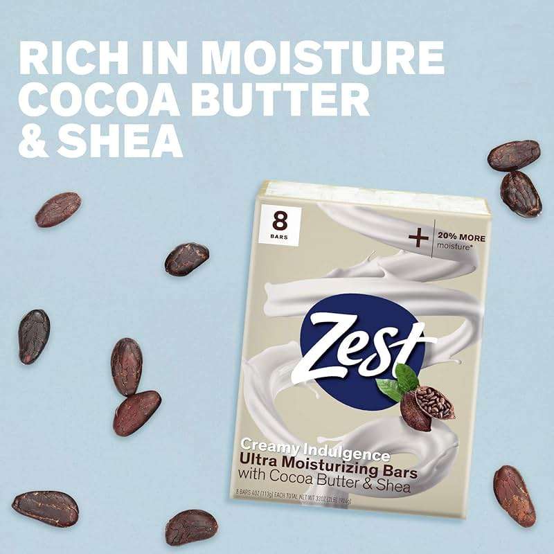 Zest Bar Soap - 8 Bars - Enriched With Cocoa Butter And Shea for Ultra Moisturizing Cleansing - Leaves Your Body Feeling Silky Smooth And Deeply Moisturized - Image 5