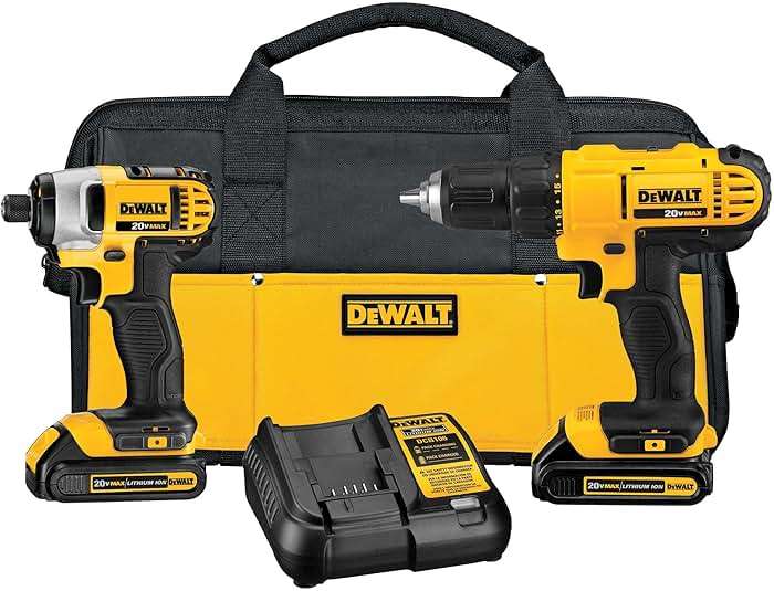 DEWALT 20V MAX Cordless Drill and Impact Driver, Power Tool Combo Kit , Includes 2 Batteries, Charger and Bag (DCK240C2) - Image 1