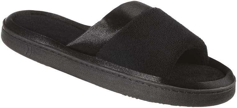 isotoner Women's Microterry Slide Slipper with Satin Trim - Image 1