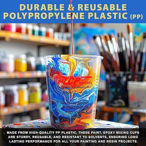 Custom Shop Paint Mixing Cups, 32-Ounce (Box of 100) - Plastic Measuring Cups for Liquids, Automotive Painting, Epoxy Resin, Acrylic Arts, Crafts, Disposable or Reusable, Graduated, Mixing Ratios - Image 5