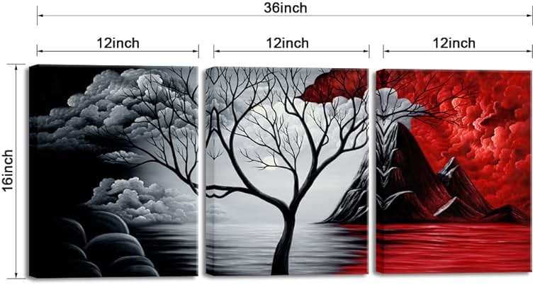 Wieco Art The Cloud Tree 3 Panels Modern Giclee Canvas Prints Artwork Abstract Seascape Paintings Reproduction Sea Beach Pictures Printed on Canvas Wall Art for Home Decorations Wall Decor - Image 2