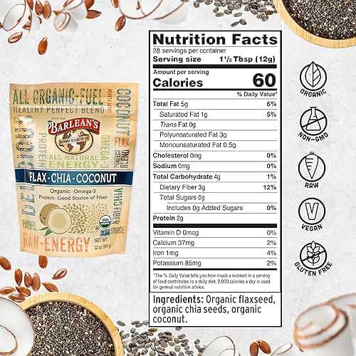 Barlean's Organic Flax Chia Coconut Seed Blend with 2,330 mg Omega 3 Fatty Acids, Fiber Supplement with Whole Chia Seeds and Ground Flaxseed, 12 oz - Image 6
