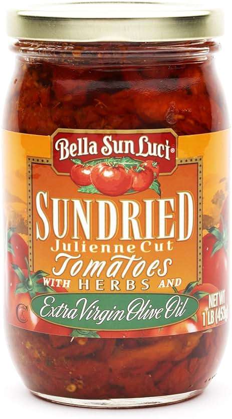 Bella Sun Luci Sun Dried Tomatoes Julienne Cut in Olive Oil, 16 Oz Glass Jar, Mediterranean Italian Style Sun‑Ripened Tomatoes in Oil, Kosher, Vegan, Gluten‑Free, Pasta Pizza Salad Ingredient, Premium Pantry - Image 1