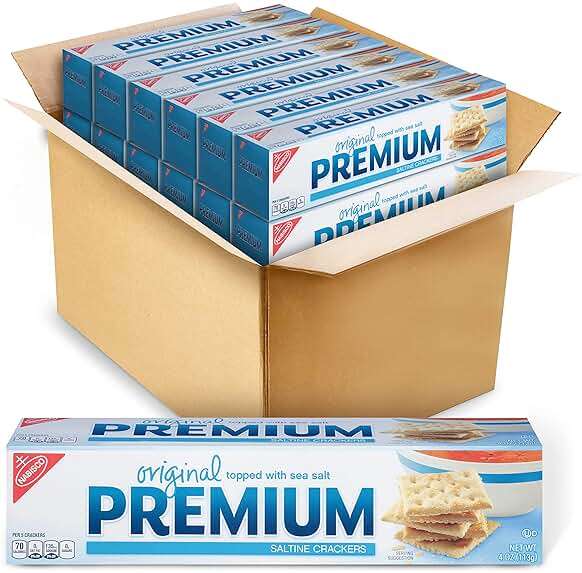 Premium Original Saltine Crackers, Lunch Snacks, Bulk Snacks, 12 - 4 oz Boxes - Image 1