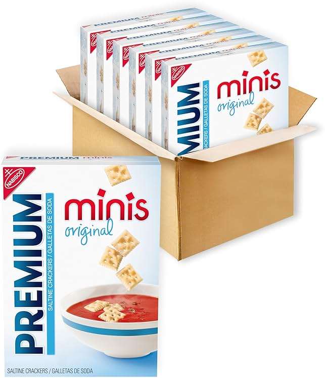 Premium Original Mini Saltine Crackers, Lunch Snacks, Bulk Snacks, 6 - 11 oz Boxes - Image 1