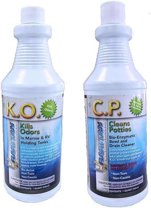 Raritan Potty Pack w/K.O. Kills Odors & C.P. Cleans Potties - 1 of Each - 32oz Bottles - Image 1
