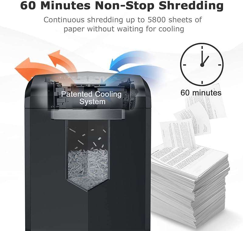Bonsaii Paper Shredder, 18-Sheet 60-Minutes Shredder for Office Heavy Duty Cross-Cut Shredder with 6 Gallon Pullout Basket 4 Casters(C149-C) - Image 3