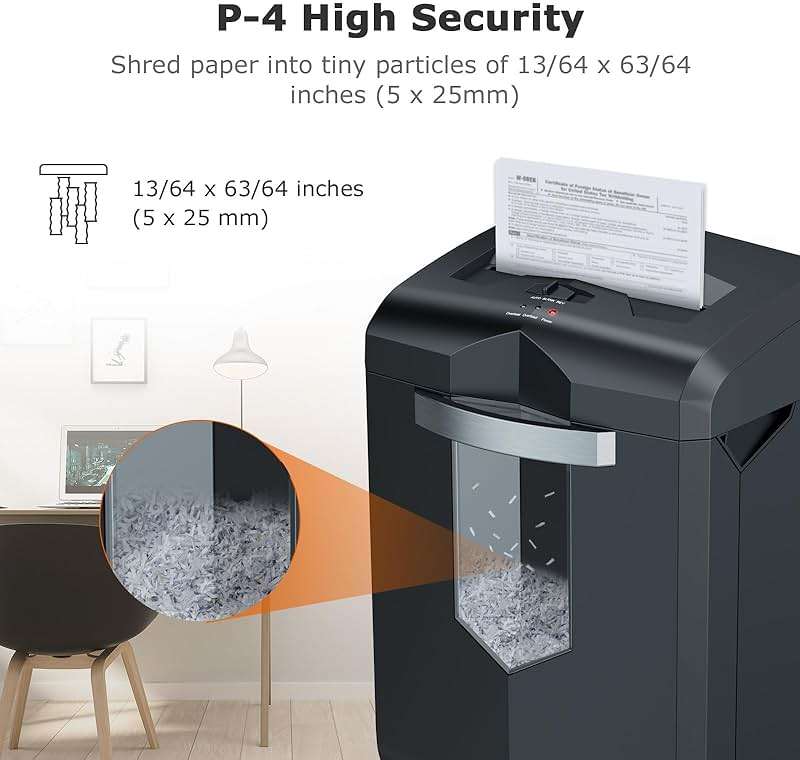 Bonsaii Paper Shredder, 18-Sheet 60-Minutes Shredder for Office Heavy Duty Cross-Cut Shredder with 6 Gallon Pullout Basket 4 Casters(C149-C) - Image 4