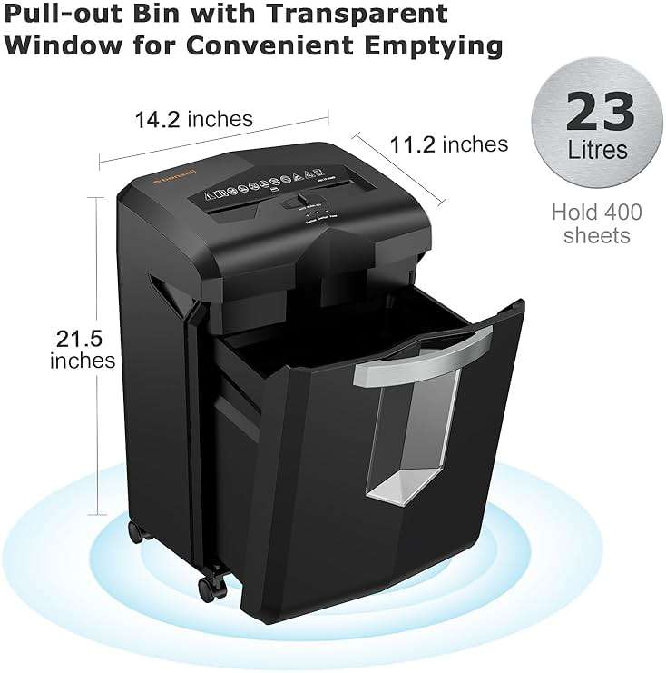 Bonsaii Paper Shredder, 18-Sheet 60-Minutes Shredder for Office Heavy Duty Cross-Cut Shredder with 6 Gallon Pullout Basket 4 Casters(C149-C) - Image 6