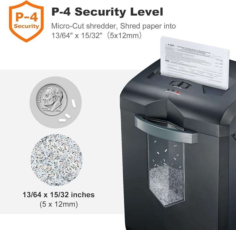 Bonsaii 16-Sheet Microcut Paper Shredder, 60-Minute Home Office Heavy Duty Shredder for CD/Credit Card, P-4 Level with 6-Gal Pullout Bin (C149-D) - Image 3