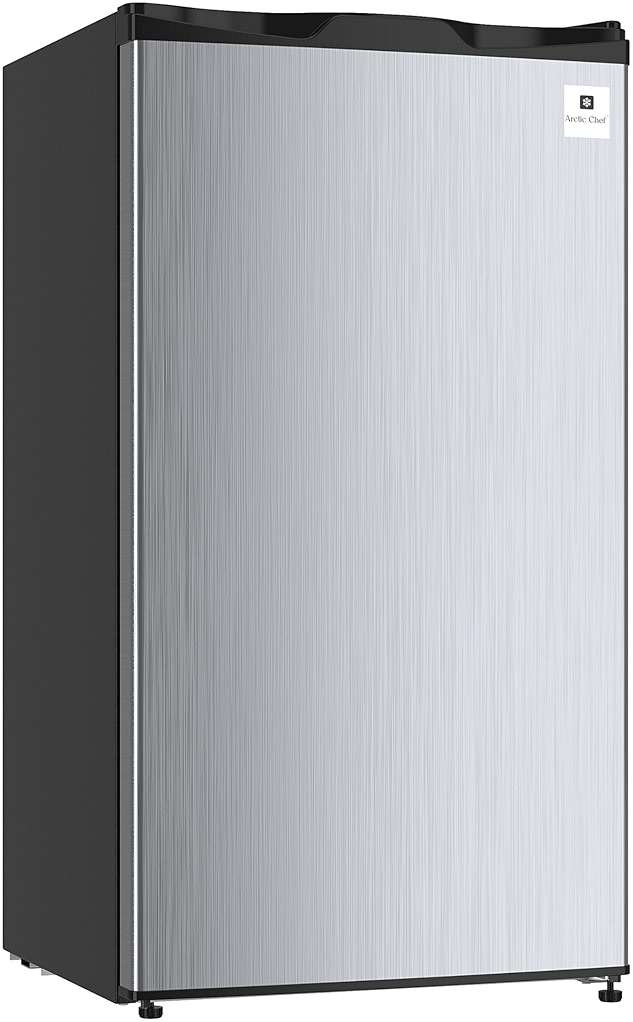 ARCTIC CHEF Mini Refrigerator, Compact Freezer Compartment, Adjustable Thermostat Control, Reversible Door, Ideal Fridge for Dorm, Office, Apartment, Platinum Stainless, 3.2 Cubic Feet - Image 2