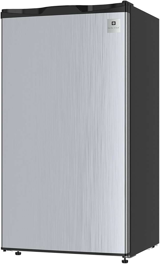 ARCTIC CHEF Mini Refrigerator, Compact Freezer Compartment, Adjustable Thermostat Control, Reversible Door, Ideal Fridge for Dorm, Office, Apartment, Platinum Stainless, 3.2 Cubic Feet - Image 3