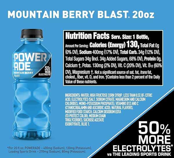 POWERADE Mountain Berry Blast, 20 fl oz, 8 Pack - Image 2