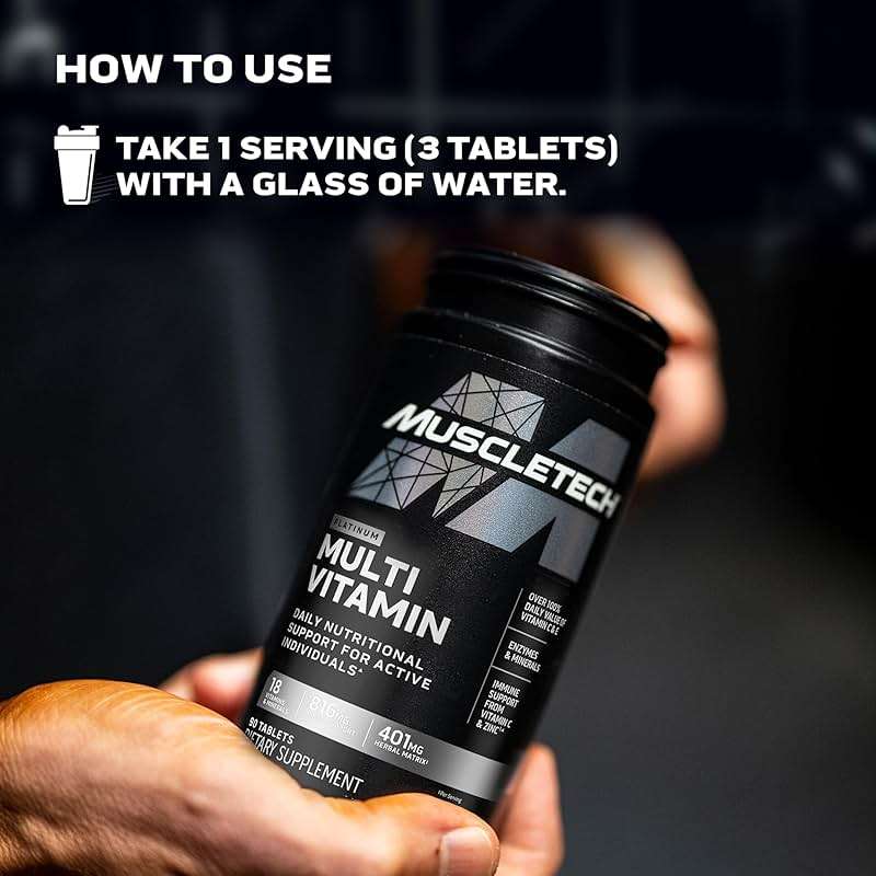 MuscleTech Platinum Multivitamins for Men & Women - Multi-Vitamin Supplement for Immune Support - 18 Vitamins & Minerals, Vitamin A C D E B6 B12 - Daily Workout Supplements for Men - 90 Capsules - Image 4