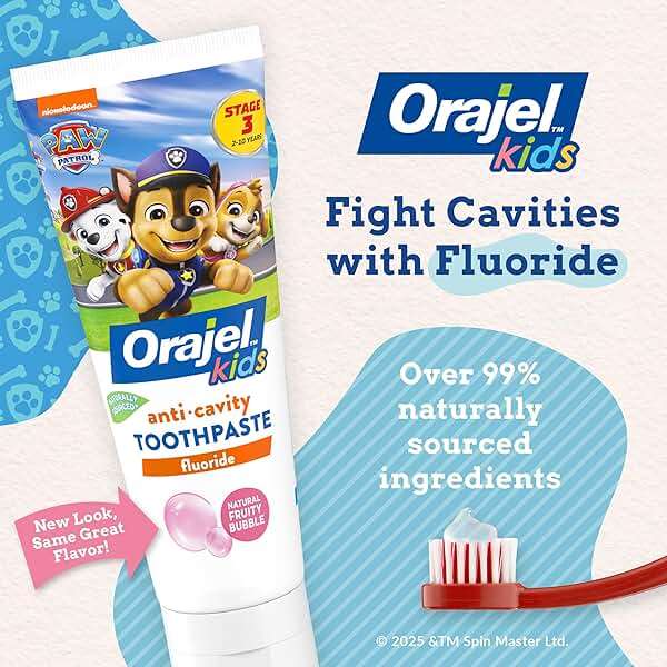 Orajel Kids Paw Patrol Anti-Cavity Fluoride Toothpaste, Natural Fruity Bubble Flavor, 4.2oz Tube - Image 3