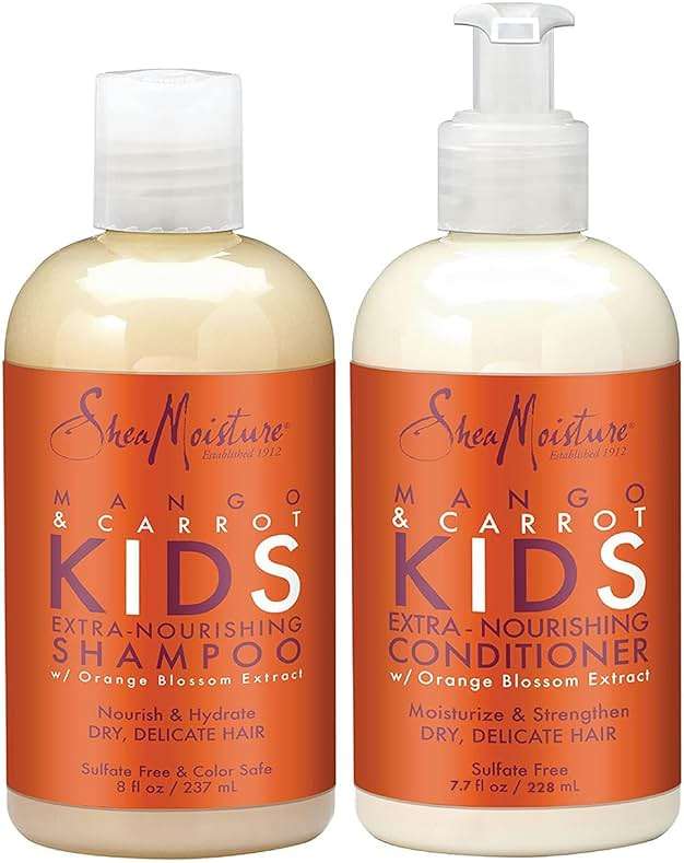 SheaMoisture Kids Mango & Carrot Shampoo and Conditioner Set w/Orange Blossom Extract, Strengthening Hair Products for Kids - Image 1