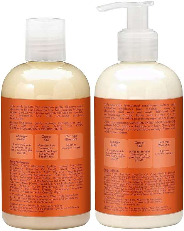 SheaMoisture Kids Mango & Carrot Shampoo and Conditioner Set w/Orange Blossom Extract, Strengthening Hair Products for Kids - Image 2