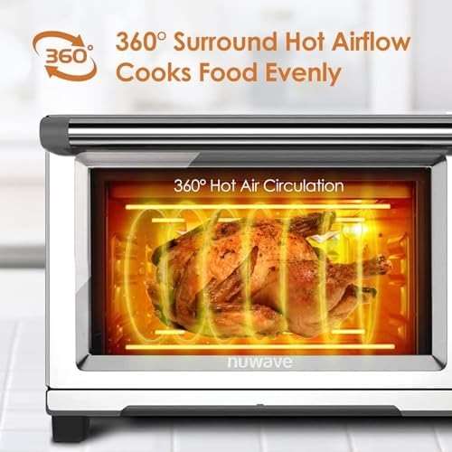 Nuwave Bravo Air Fryer Toaster Smart Oven, 12-in-1 Countertop Convection, 30-QT XL Capacity, 50°-500°F Temperature Controls, Top and Bottom Heater Adjustments 0%-100%, Brushed Stainless Steel Look - Image 6