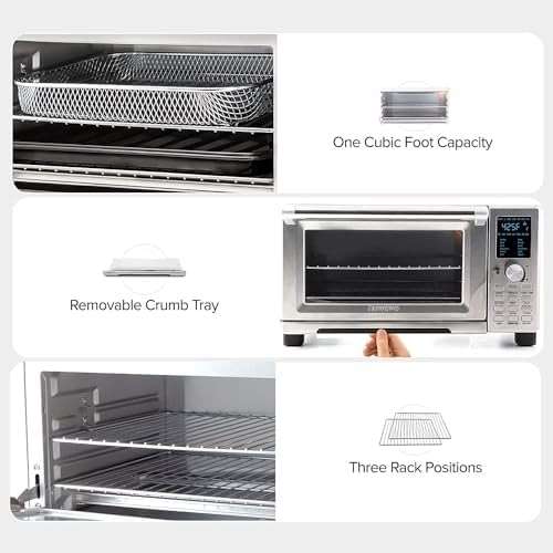 Nuwave Bravo Air Fryer Toaster Smart Oven, 12-in-1 Countertop Convection, 30-QT XL Capacity, 50°-500°F Temperature Controls, Top and Bottom Heater Adjustments 0%-100%, Brushed Stainless Steel Look - Image 8