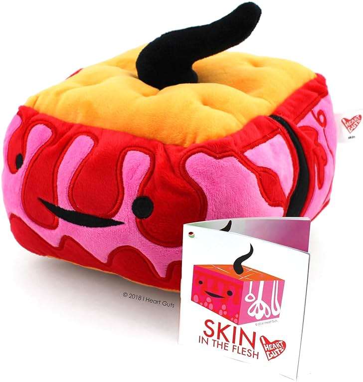 I Heart Guts Skin Plush - 9" Cute Educational Body Tissue Toy for Dermatology & Eczema - Funny Get Well Gift for Nurse Patients & Medical Student STEM Anatomy Plushie - Image 4