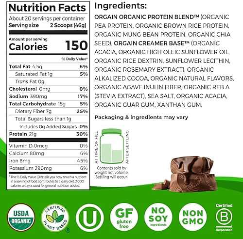 Orgain Organic Vegan Protein Powder, Creamy Chocolate Fudge - 21g Plant Protein, 6g Prebiotic Fiber, Low Net Carb, No Lactose Ingredients, No Added Sugar, Non-GMO, For Shakes & Smoothies, 2.03 lb - Image 2