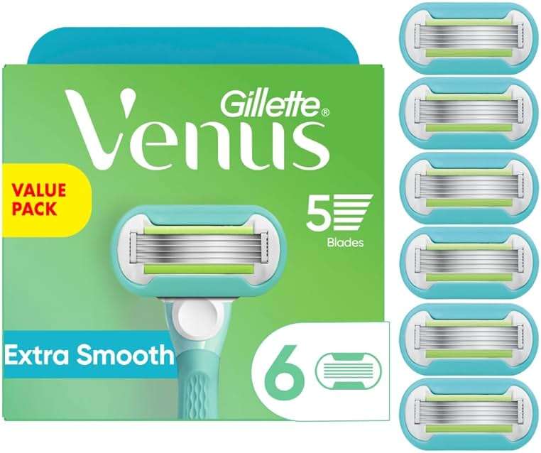 Gillette Venus Extra Smooth Womens Razor Blade Refills, 6 Count, Designed for a Close, Smooth Shave - Image 1