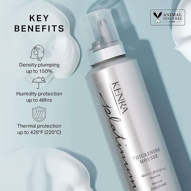 Kenra Platinum Thickening Mousse 12 | Volumizing Styler | Adds Fullness & Body | Humidity Protection Up To 48 hours | Density Plumping up tp 150% | Thermal Protection | All Hair Types - Image 2