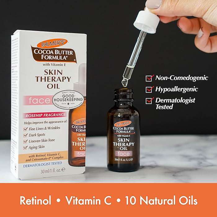 Palmer's Cocoa Butter Formula Moisturizing Skin Therapy Oil for Face with Vitamin E, C & 10 Pure Facial Oils Blend, Rosehip Oil Fragrance, 1 Ounce - Image 5
