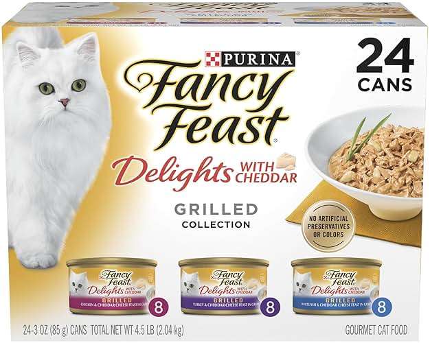 Purina Fancy Feast Delights with Cheddar Grilled Chicken, Turkey or Whitefish and Cheddar Cheese Feast in Gravy Wet Cat Food Variety Pack - (Pack of 24) 3 oz. Cans - Image 1